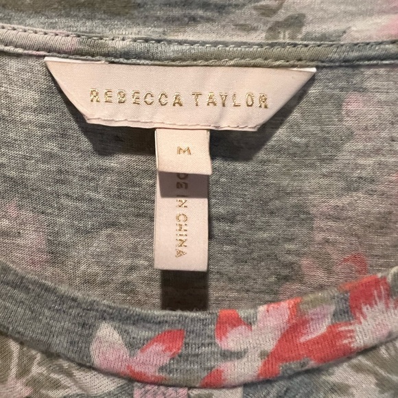 Rebecca Taylor Kamea Floral Ruffle Seam Cotton Tee Top - Picture 4 of 4